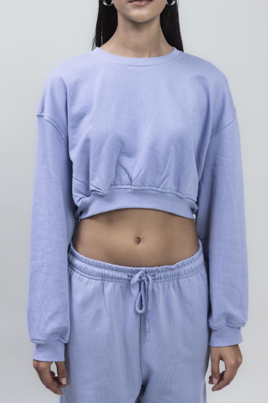 Bayan Mavi Crop Sweatshirt