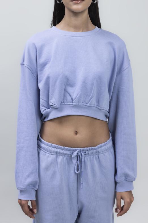 Bayan Mavi Crop Sweatshirt - BSL
