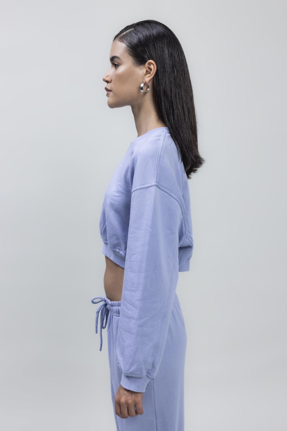 Bayan Mavi Crop Sweatshirt