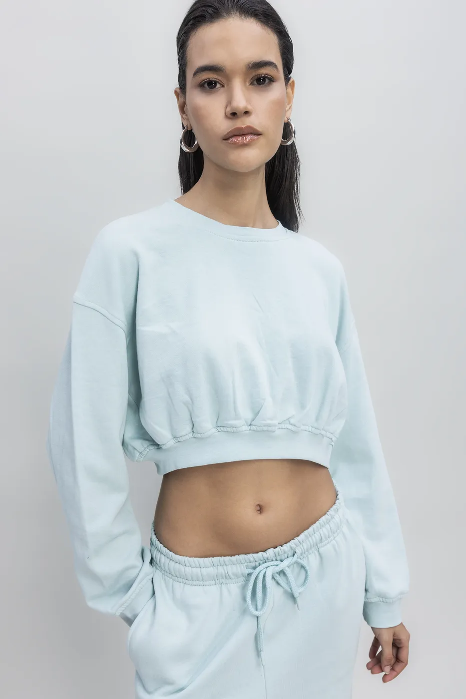 Bayan Yeşil Crop Sweatshirt