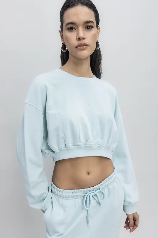 Bayan Yeşil Crop Sweatshirt - BSL