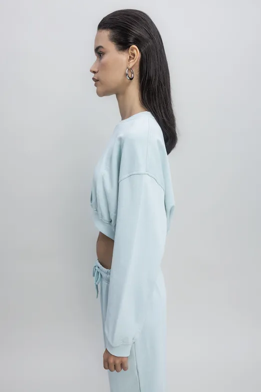 Bayan Yeşil Crop Sweatshirt - BSL