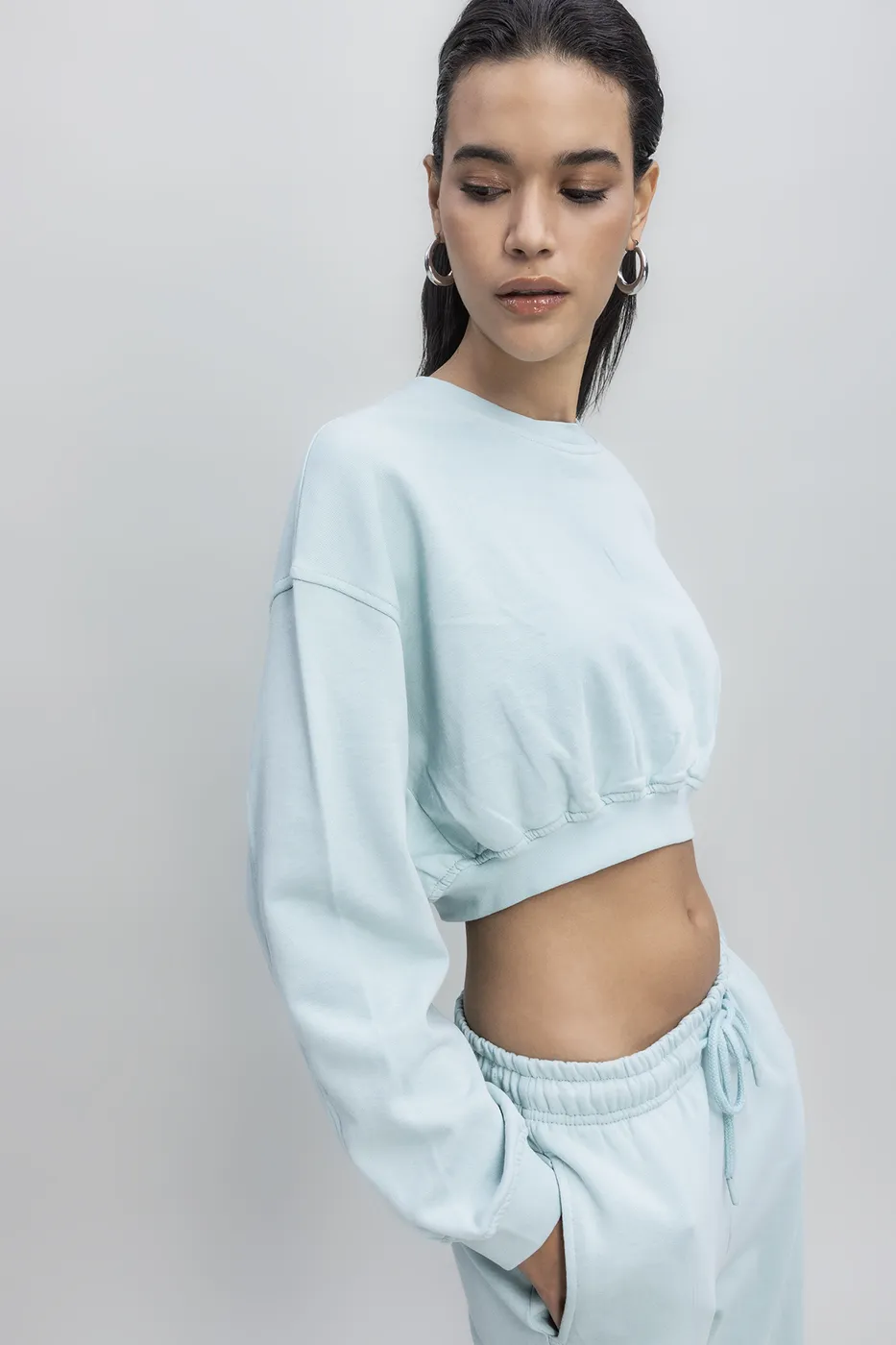 Bayan Yeşil Crop Sweatshirt