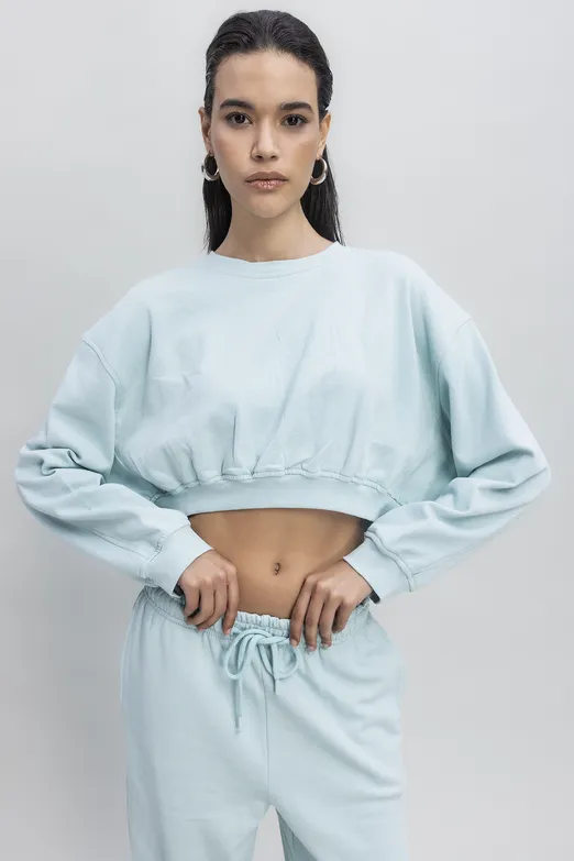 Bayan Yeşil Crop Sweatshirt - BSL