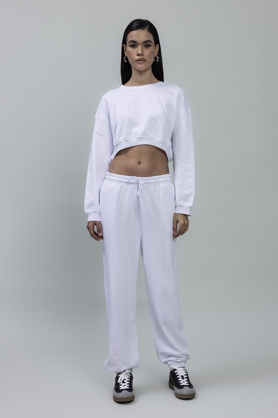 Bayan Beyaz Basıc Jogger Pantolon