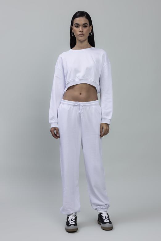 Bayan Beyaz Basıc Jogger Pantolon - BSL