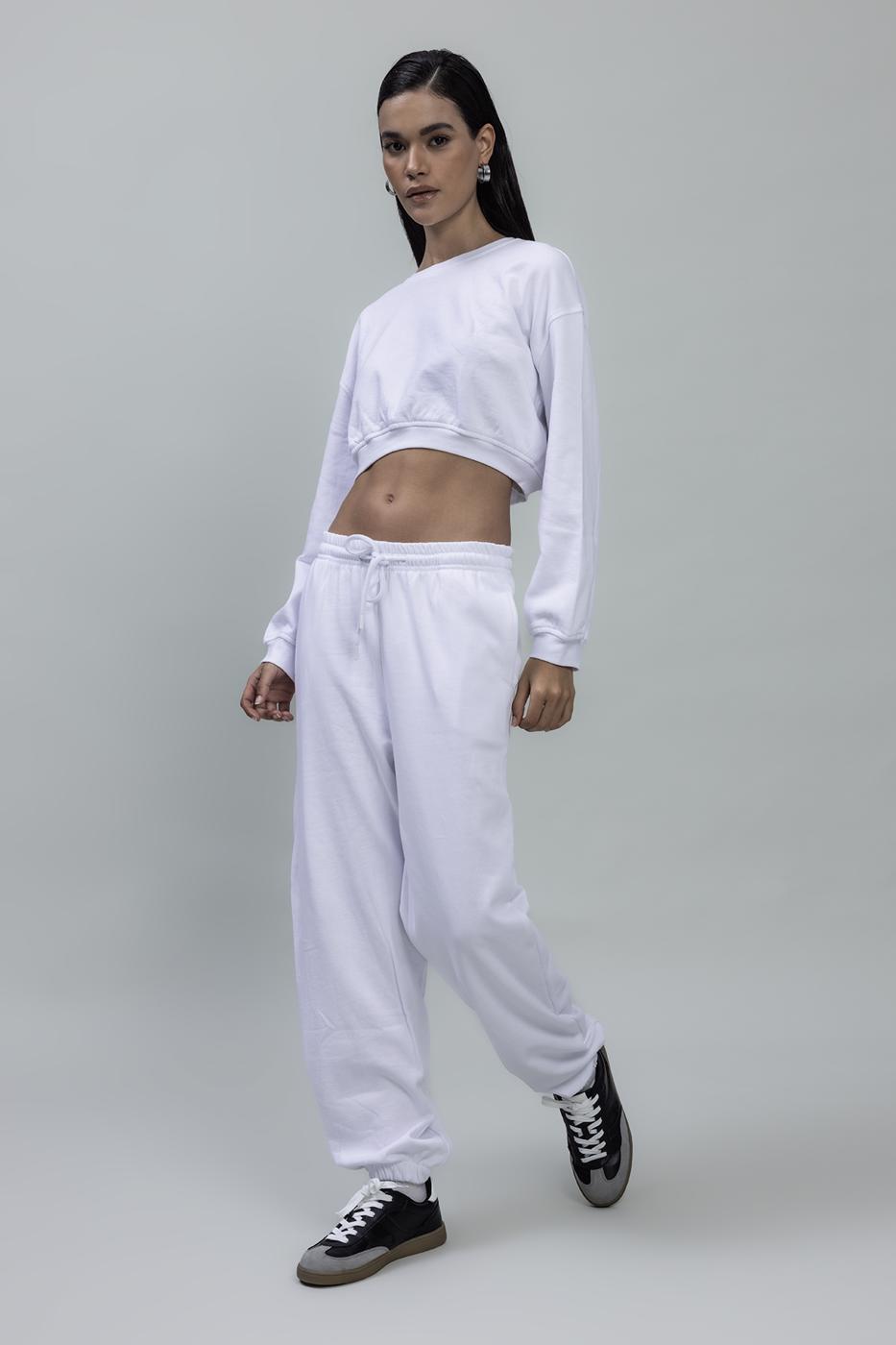 Bayan Beyaz Basıc Jogger Pantolon