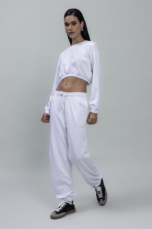 Bayan Beyaz Basıc Jogger Pantolon - BSL