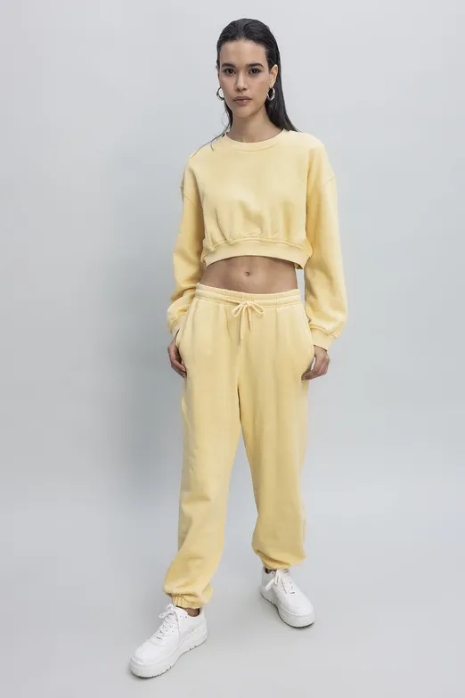 Bayan Sarı Basıc Jogger Pantolon - BSL