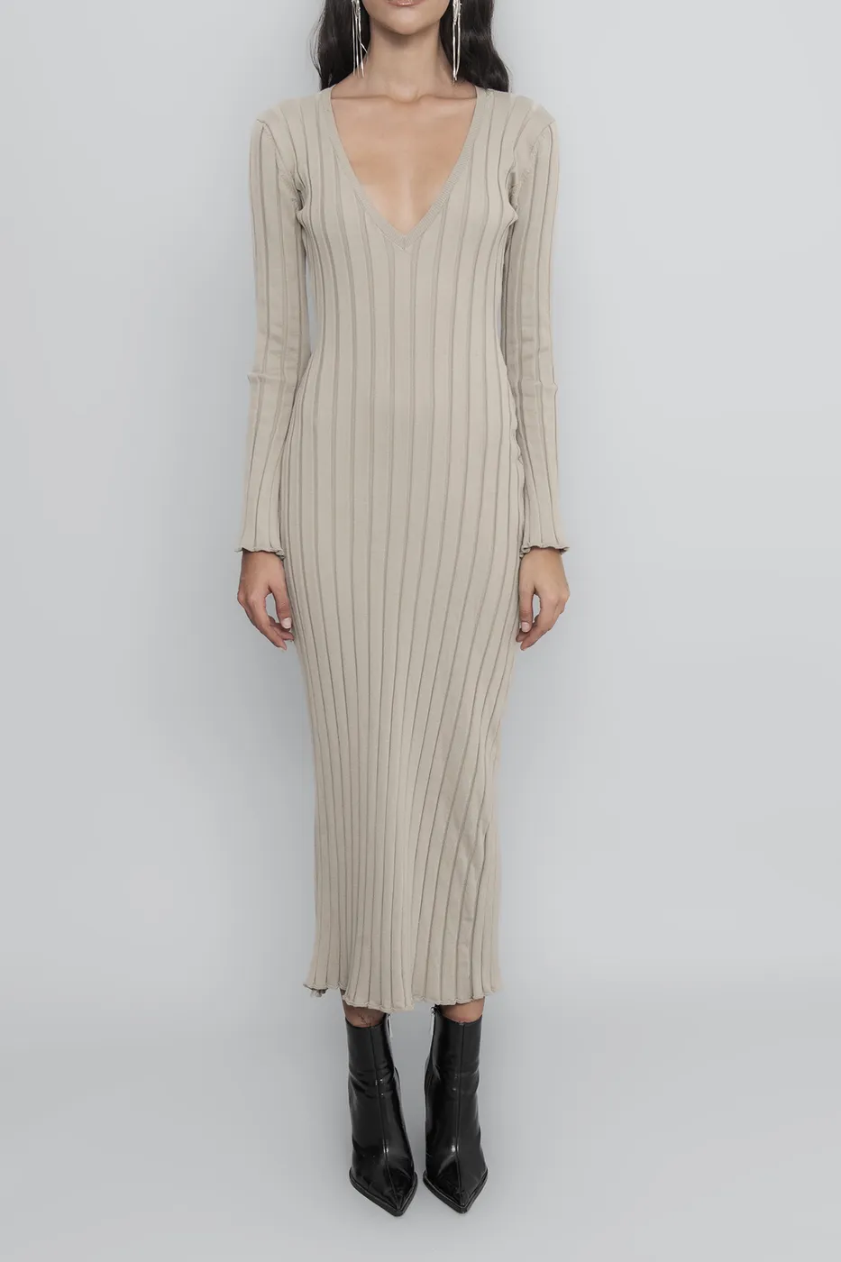 Bayan Taş Triko Midi Kalem Elbise