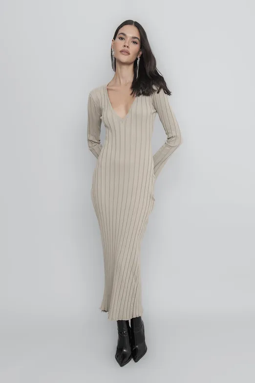 Bayan Taş Triko Midi Kalem Elbise - BSL