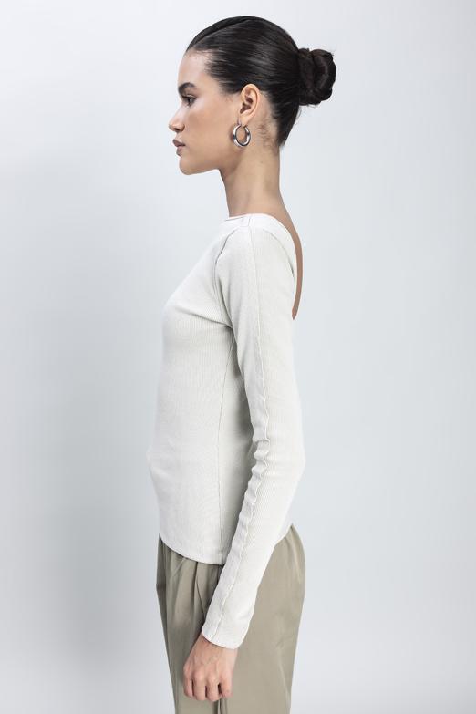 Bayan Bej Sırt Dekolteli Top - BSL