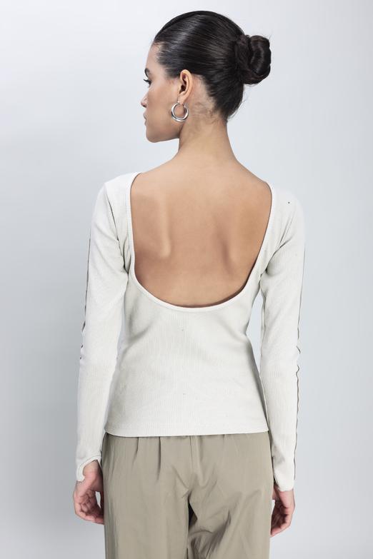 Bayan Bej Sırt Dekolteli Top - BSL