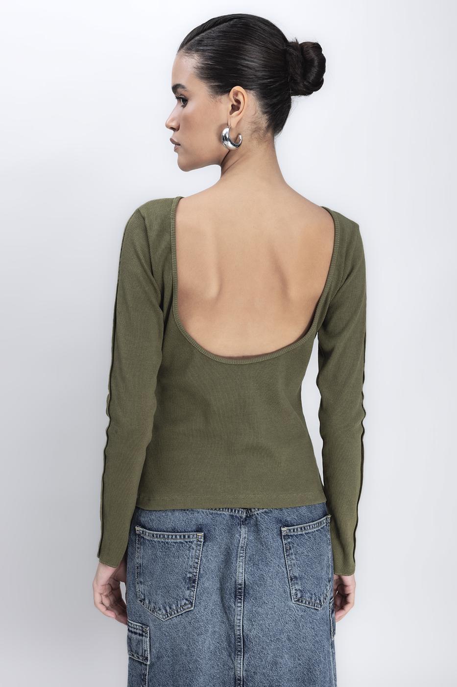 Bayan Haki Sırt Dekolteli Top