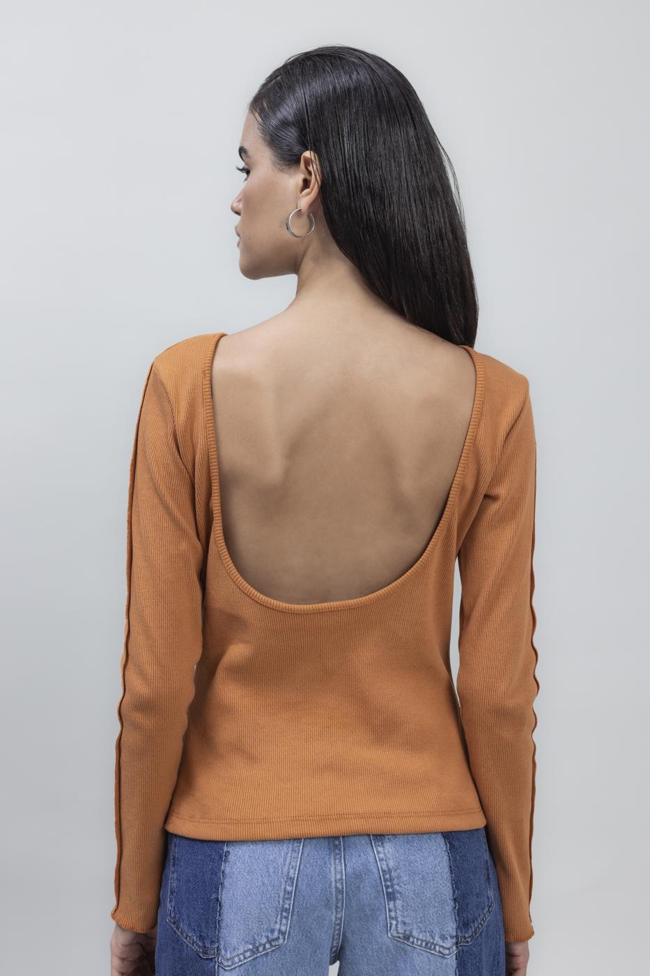 Bayan Hardal Sırt Dekolteli Top