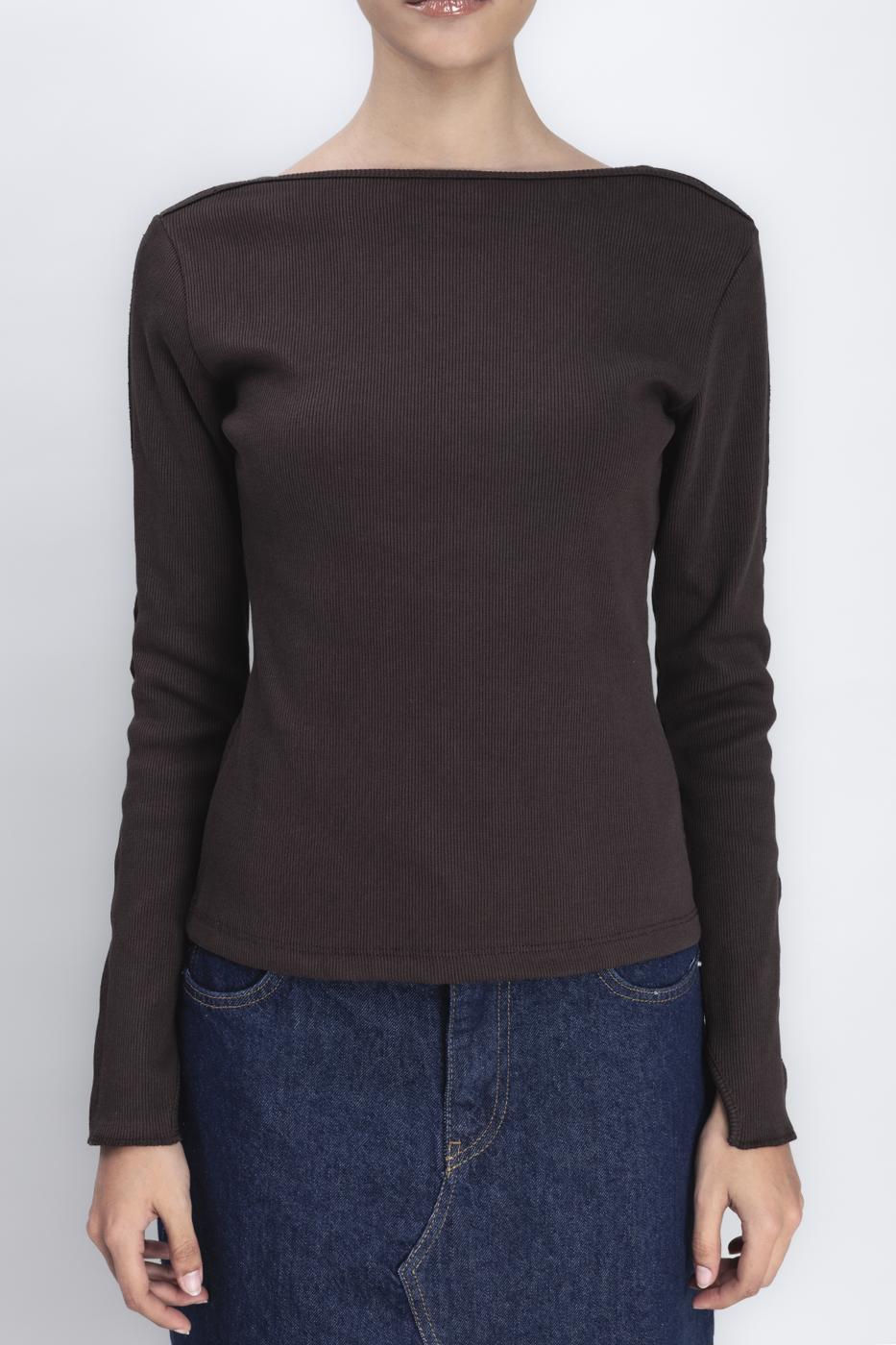 Bayan Kahverengi Sırt Dekolteli Top