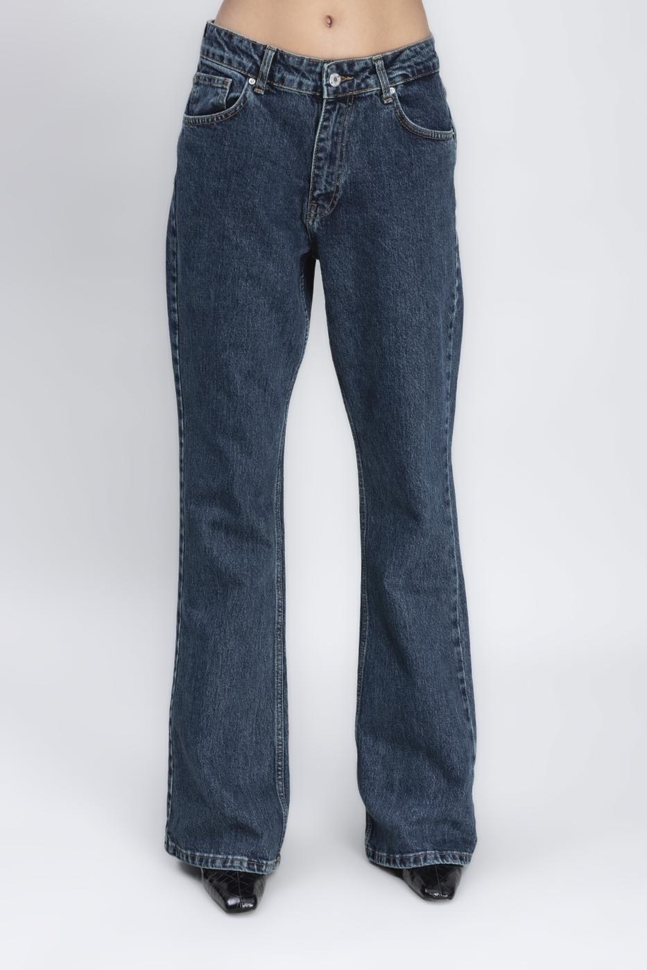 Bayan Lacivert İspanyol Paça Denim Pantolon