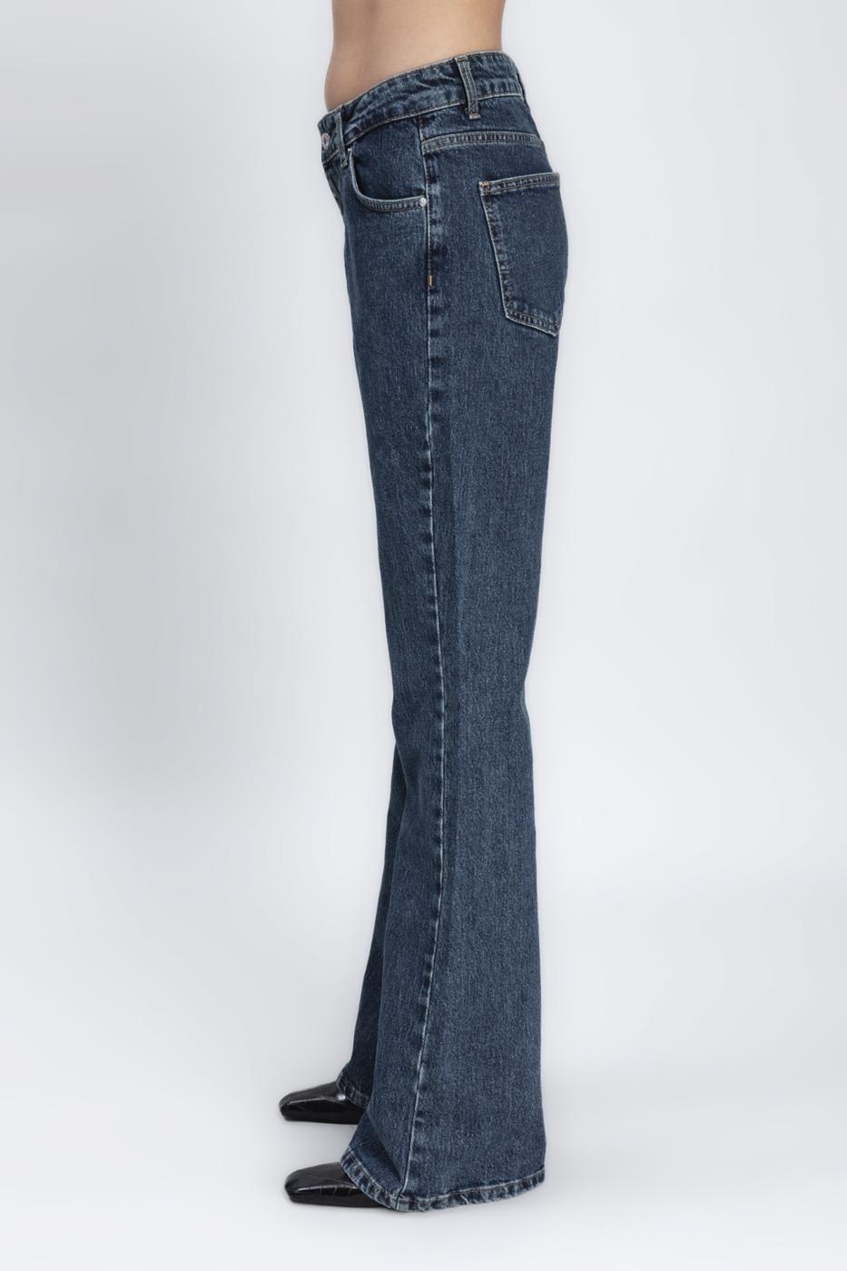 Bayan Lacivert İspanyol Paça Denim Pantolon