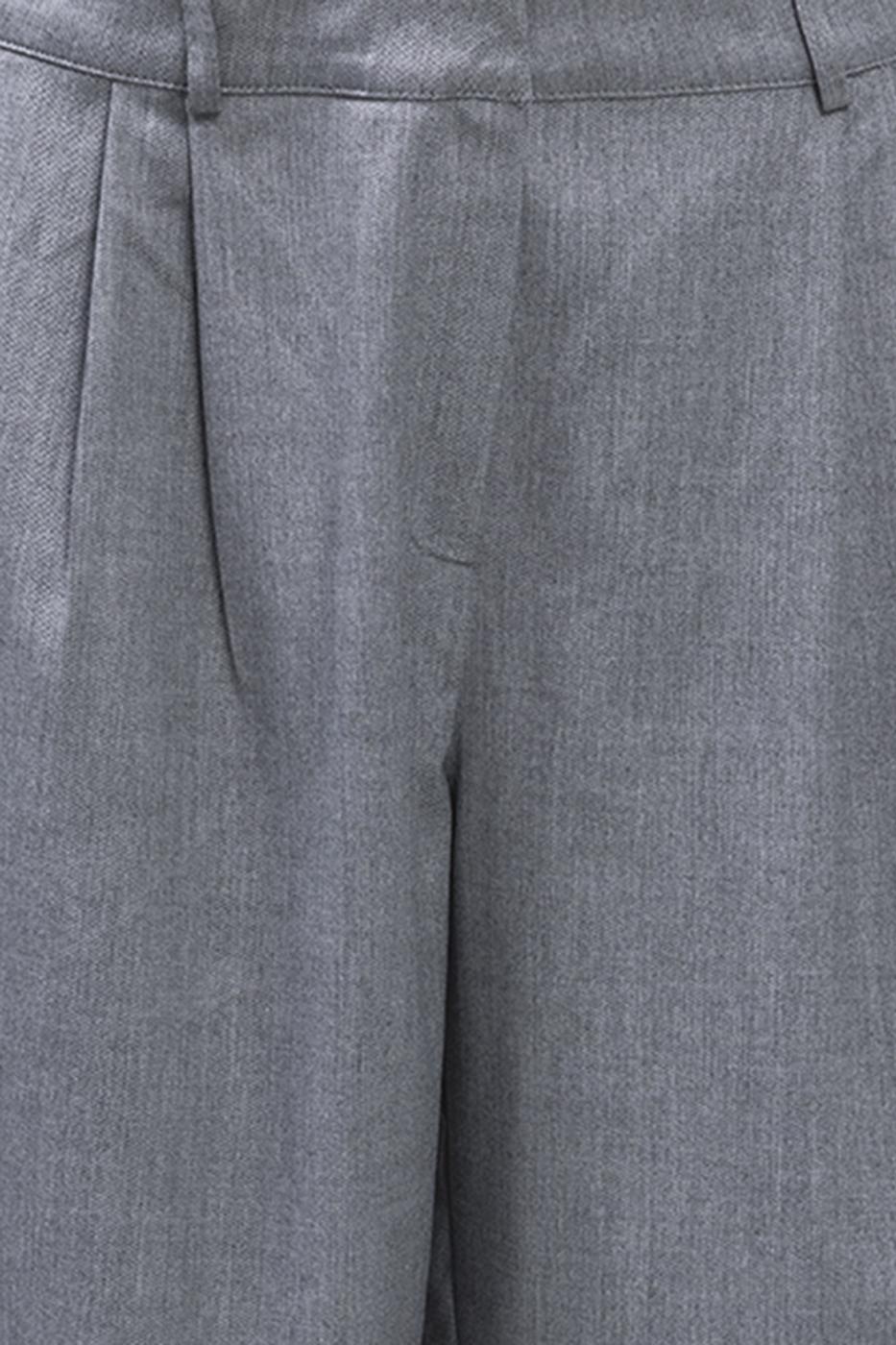 Bayan Gri Kontrast Bel Bantlı Palazzo Pantolon