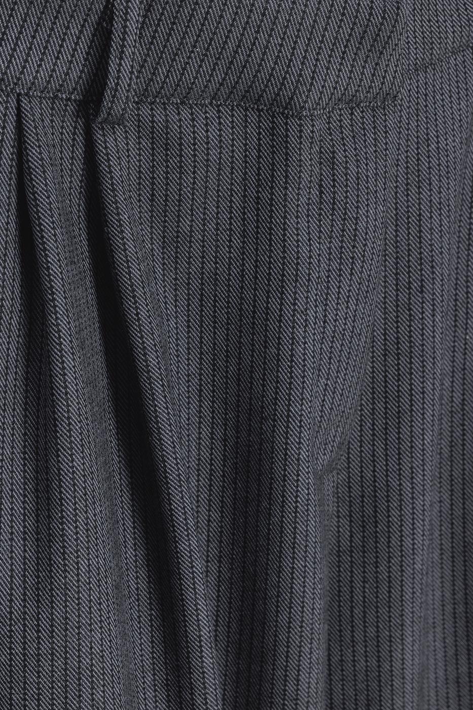 Bayan Gri Kontrast Bel Bantlı Palazzo Pantolon