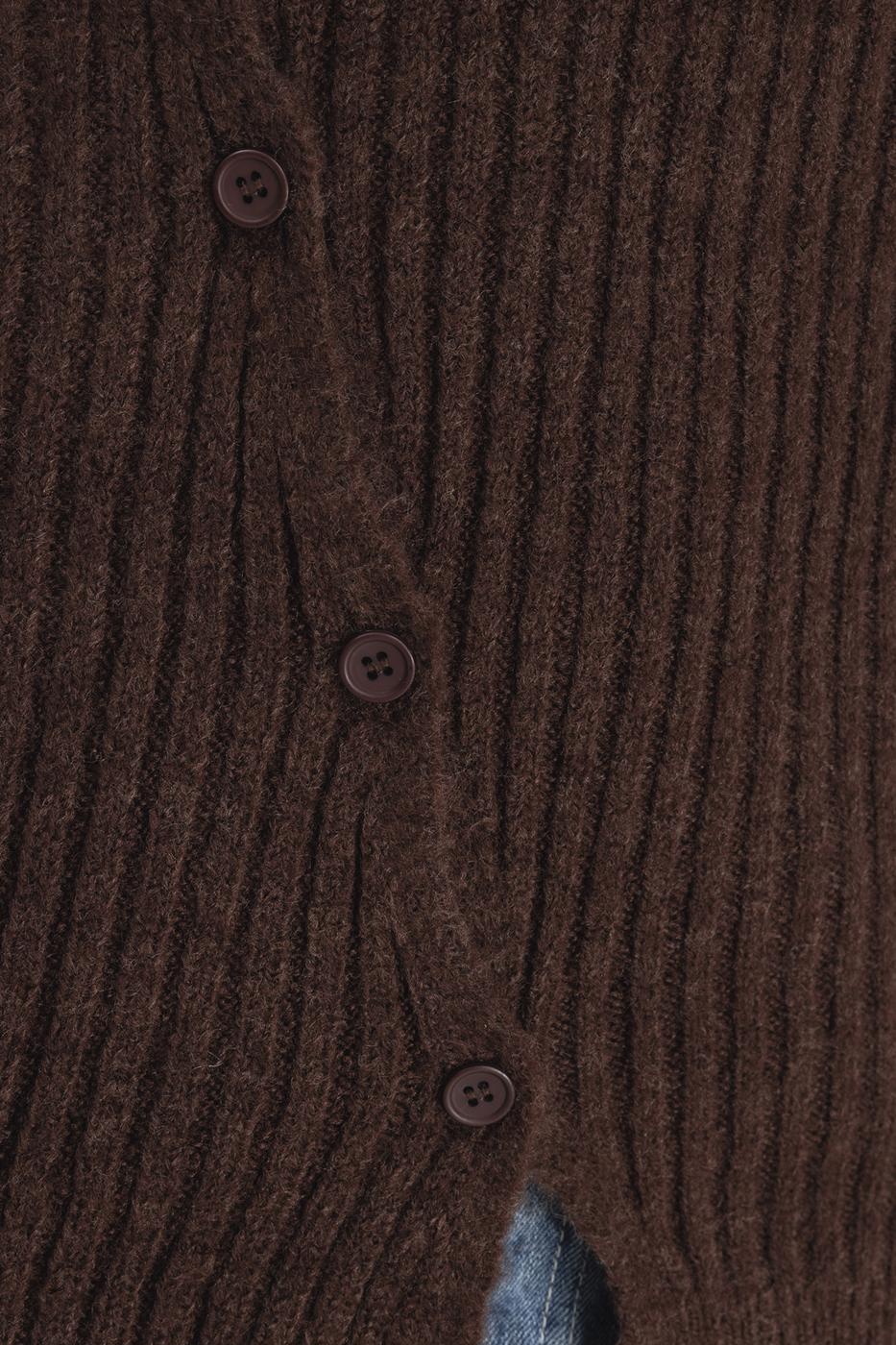 Bayan Kahverengi Düğme Detaylı Triko