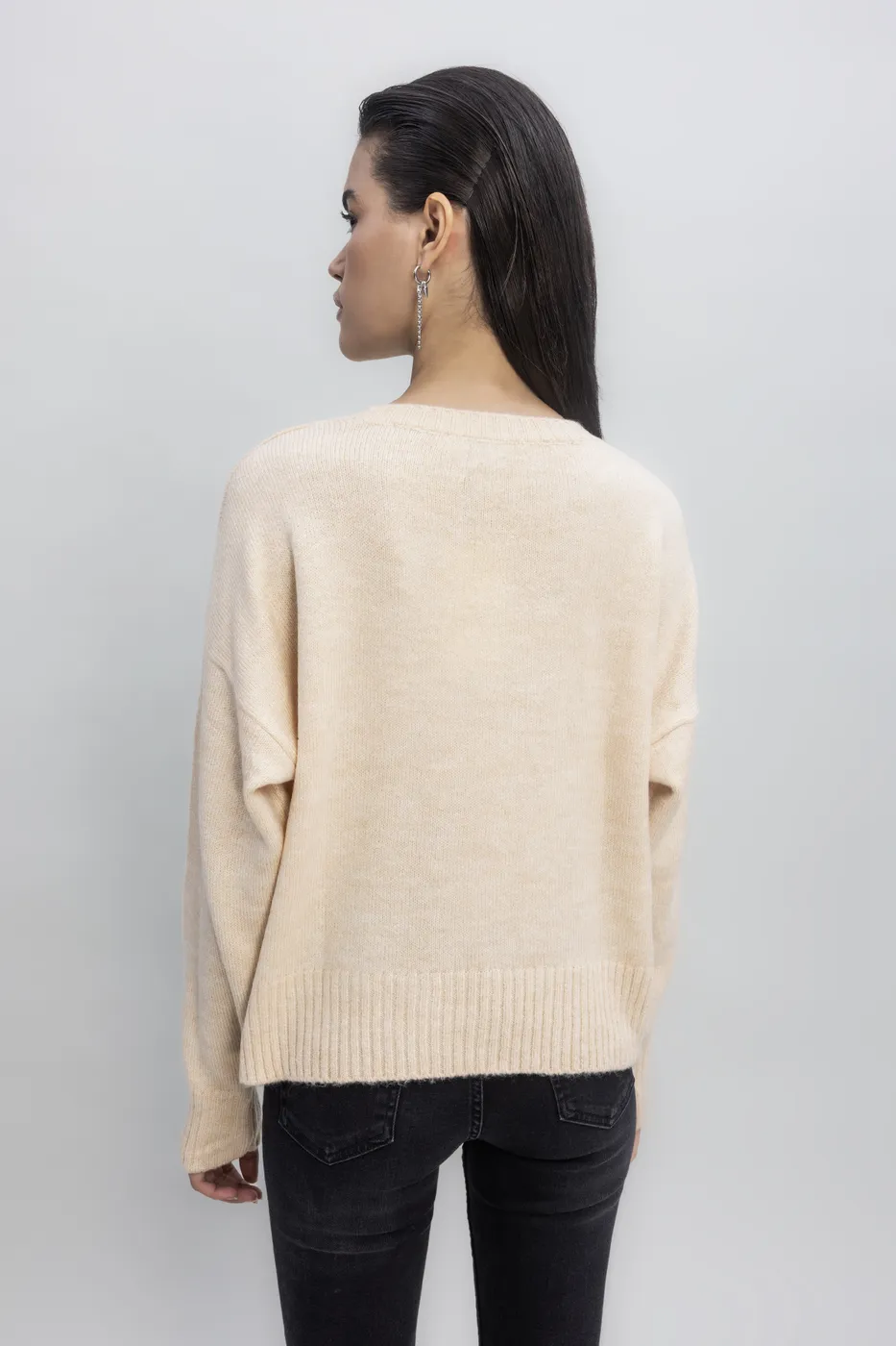 Bayan Bej Basic Triko Kazak