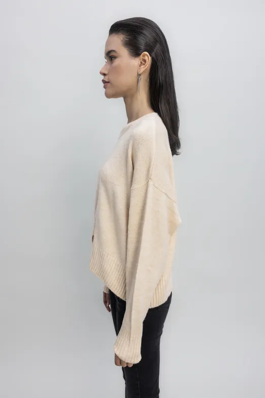 Bayan Bej Basic Triko Kazak - BSL