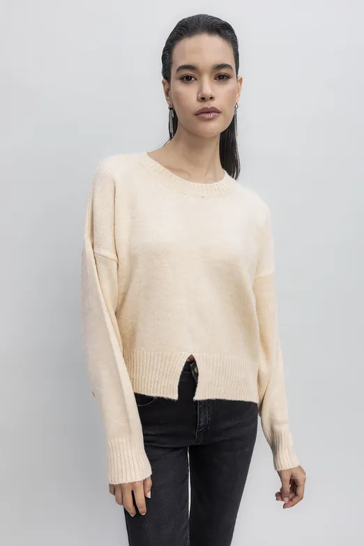 Bayan Bej Basic Triko Kazak - BSL