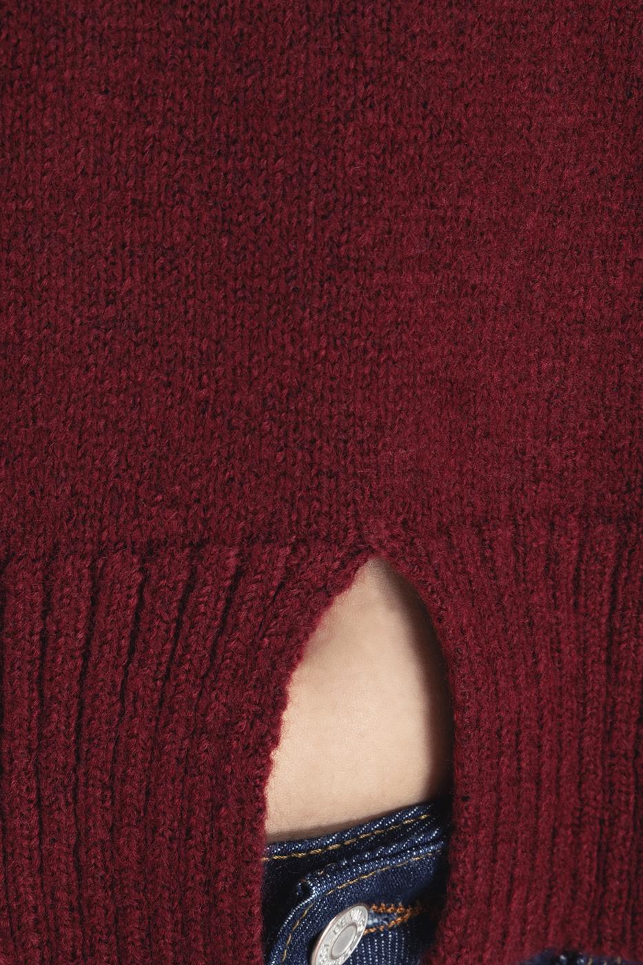 Bayan Bordo Basic Triko Kazak