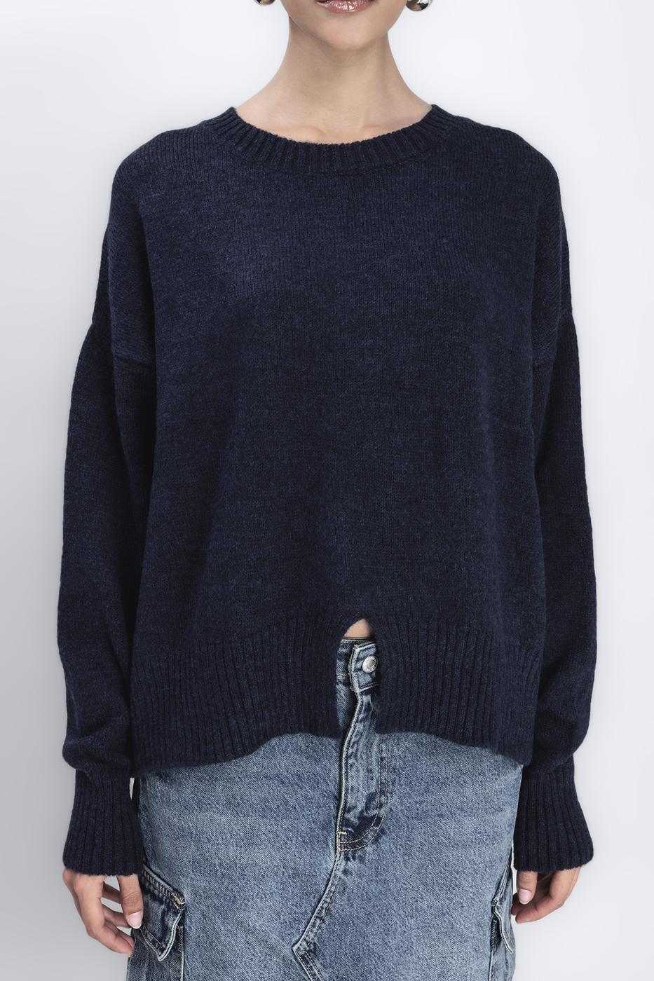 Bayan Lacivert Basic Triko Kazak