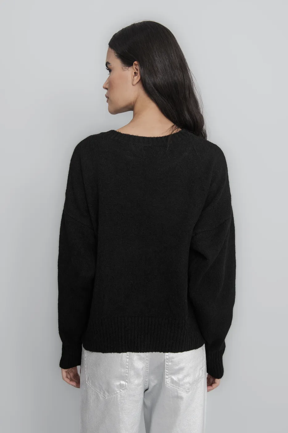 Bayan Siyah Basic Triko Kazak