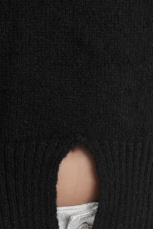 Bayan Siyah Basic Triko Kazak - BSL