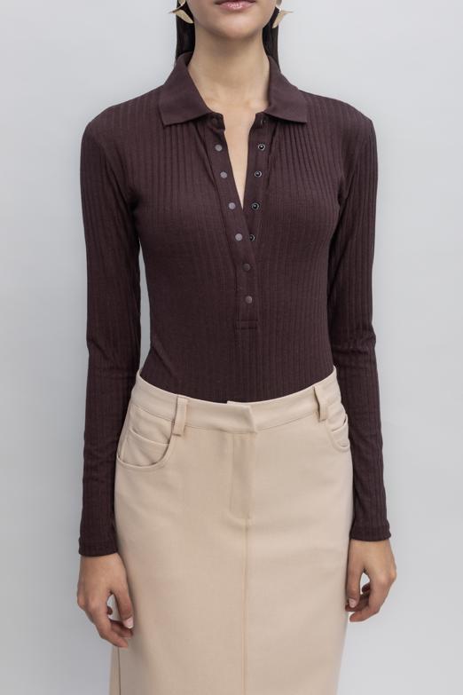 Bayan  Örgü Yakalı Bodysuit