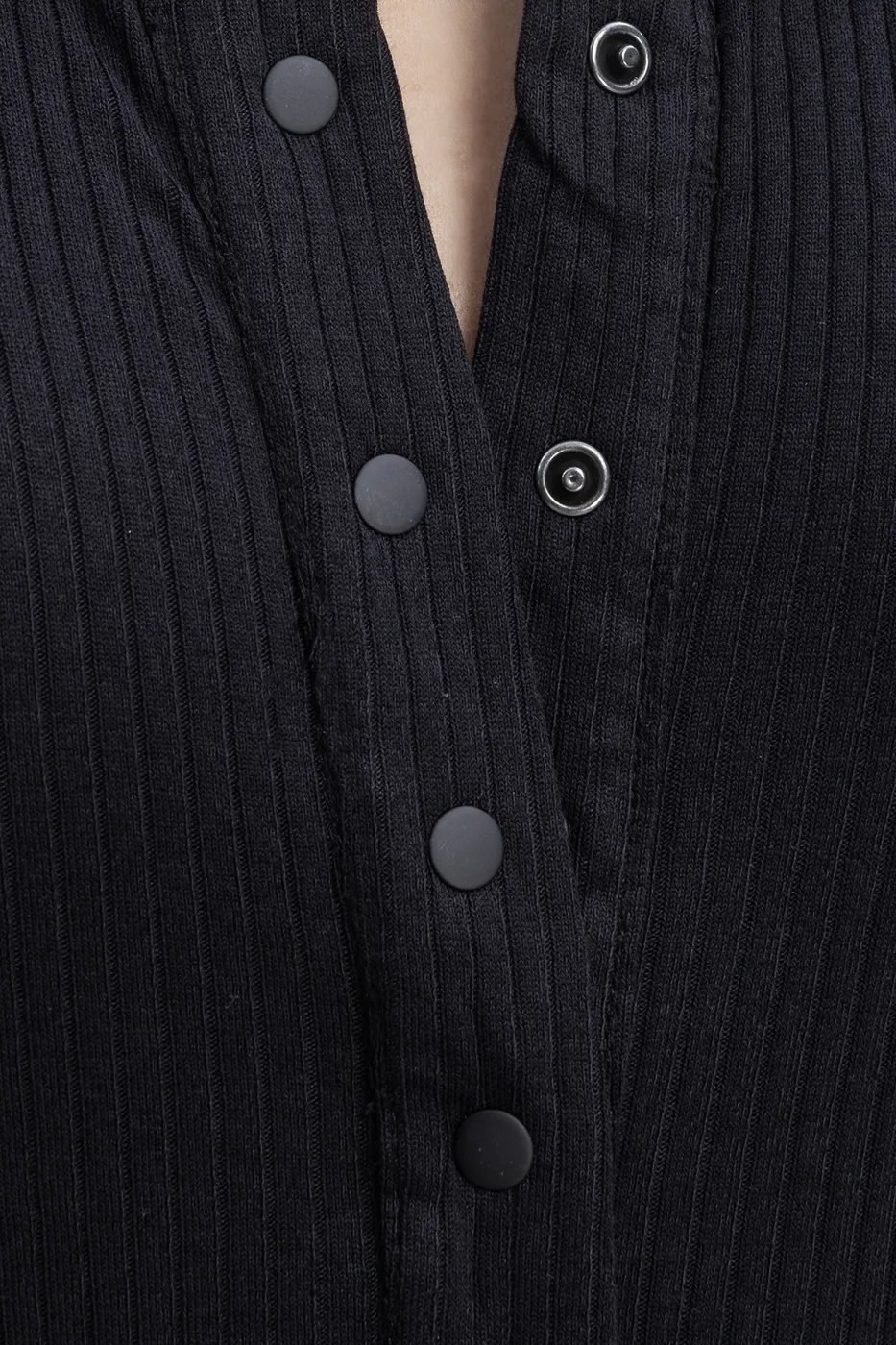 Bayan Siyah Örgü Yakalı Bodysuit