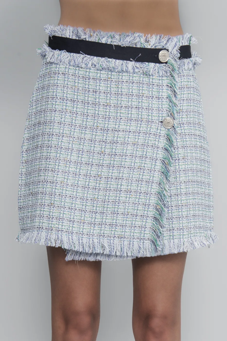 Bayan Mavi Anvelop Tüvit Mini Etek