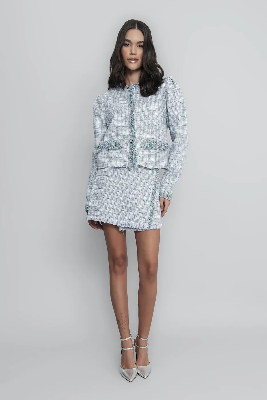 Bayan Mavi Anvelop Tüvit Mini Etek