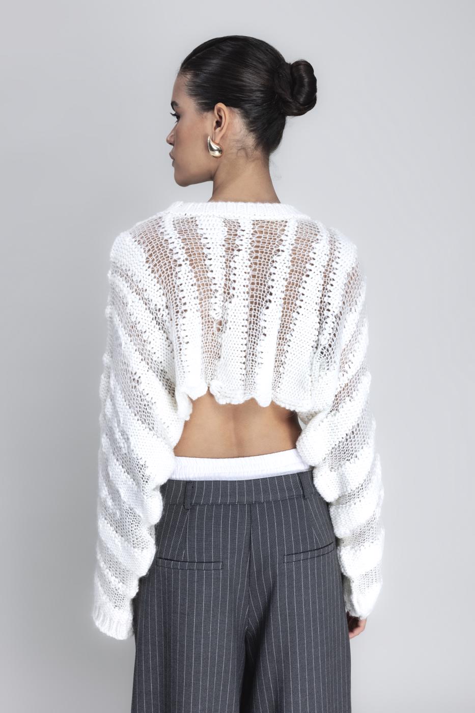 Bayan Ekru Triko Bolero Bluz