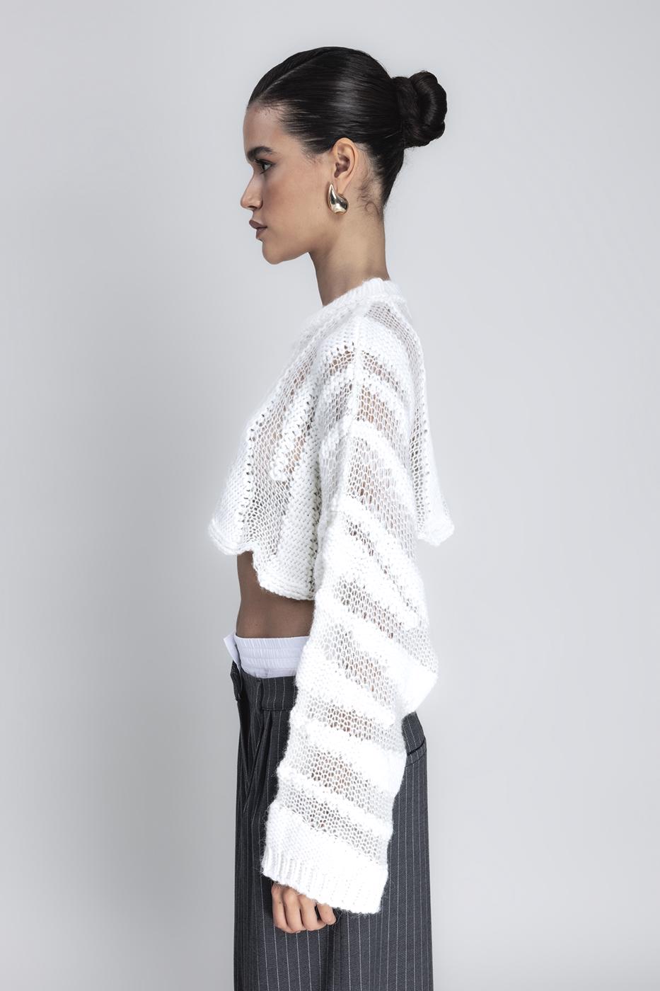 Bayan Ekru Triko Bolero Bluz