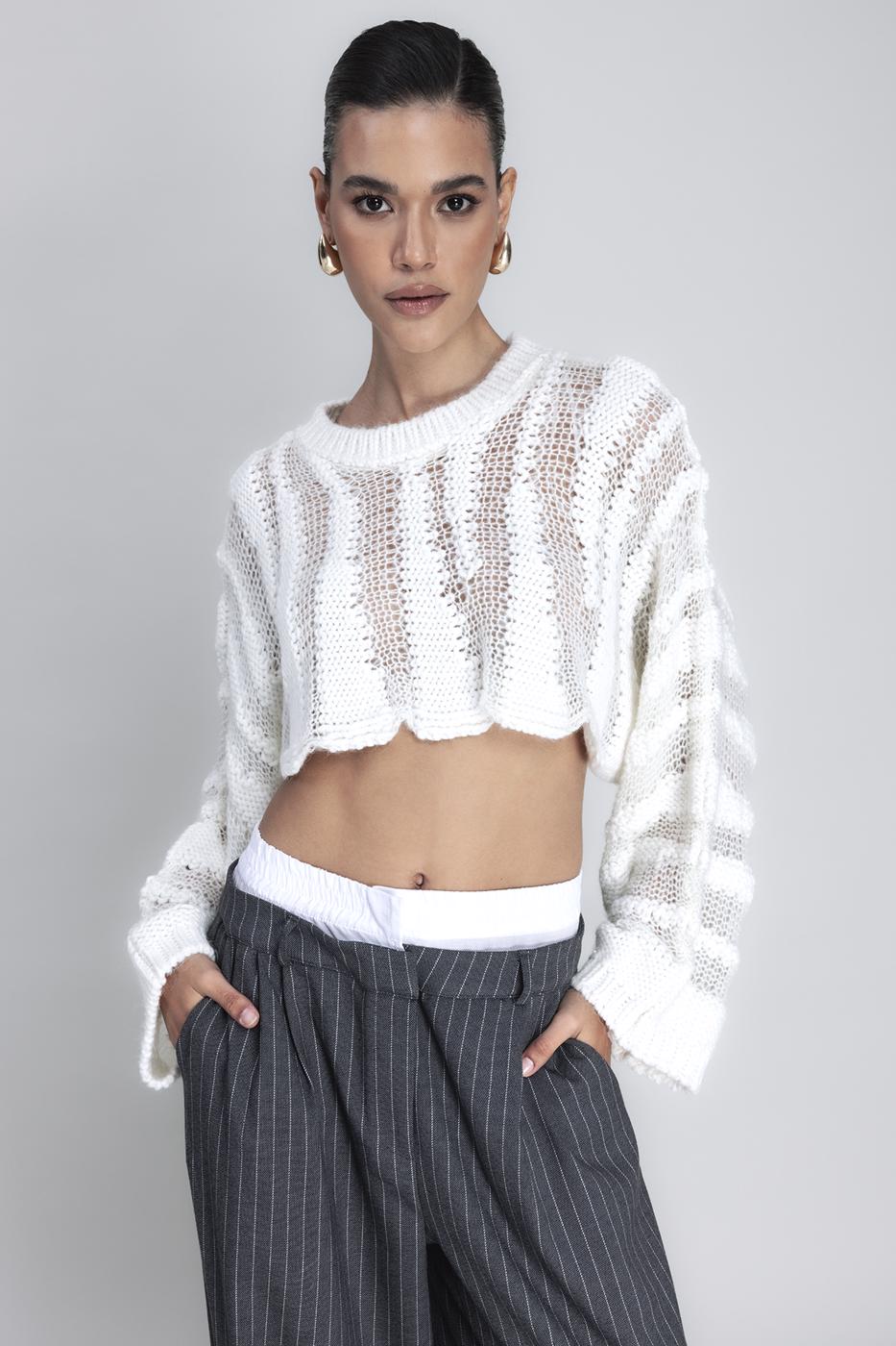 Bayan Ekru Triko Bolero Bluz