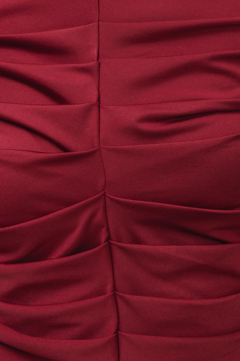 Bayan Bordo Dik Yaka Drape Detaylı Top