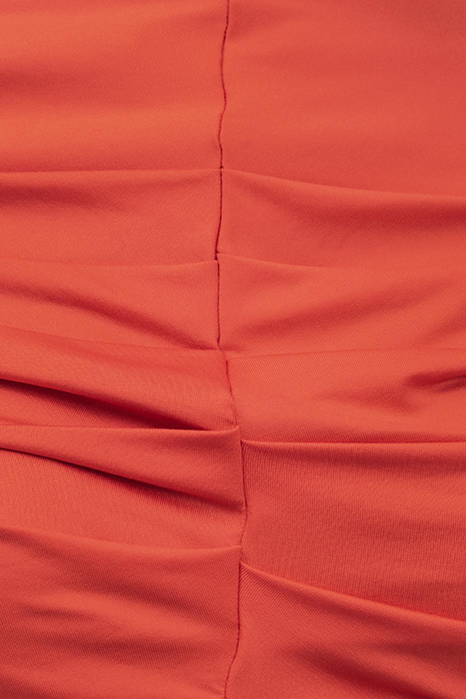 Bayan Kırmızı Dik Yaka Drape Detaylı Top