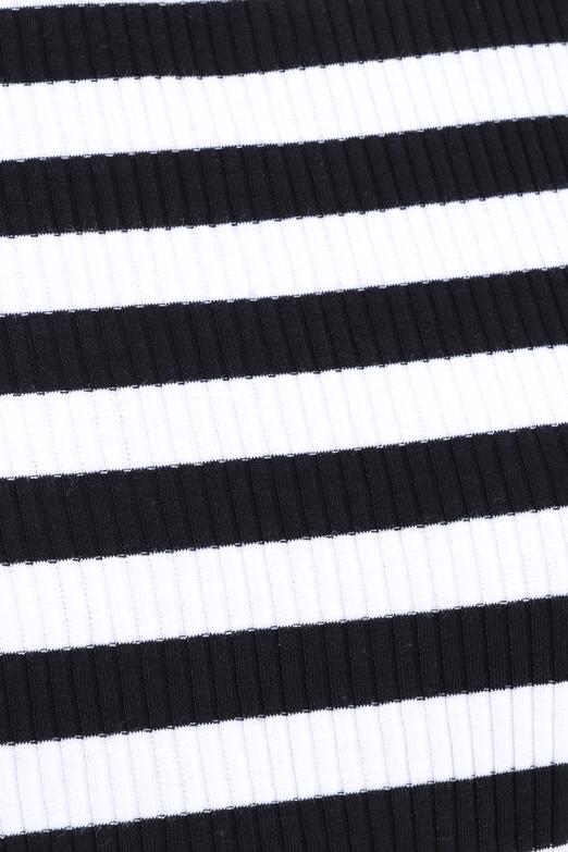 Bayan Siyah Kayık Yaka Çizgili T-Shirt - BSL