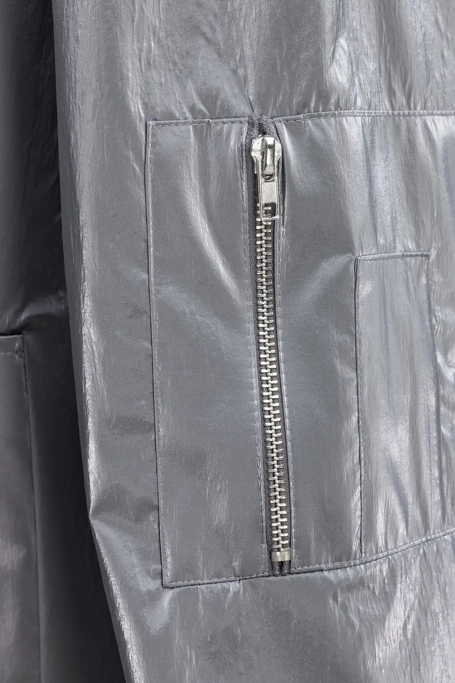 Bayan Gri Oversize Uzun Rugan Trençkot