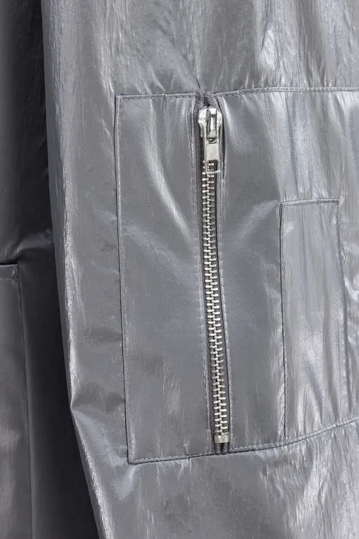 Bayan Gri Oversize Uzun Rugan Trençkot - BSL