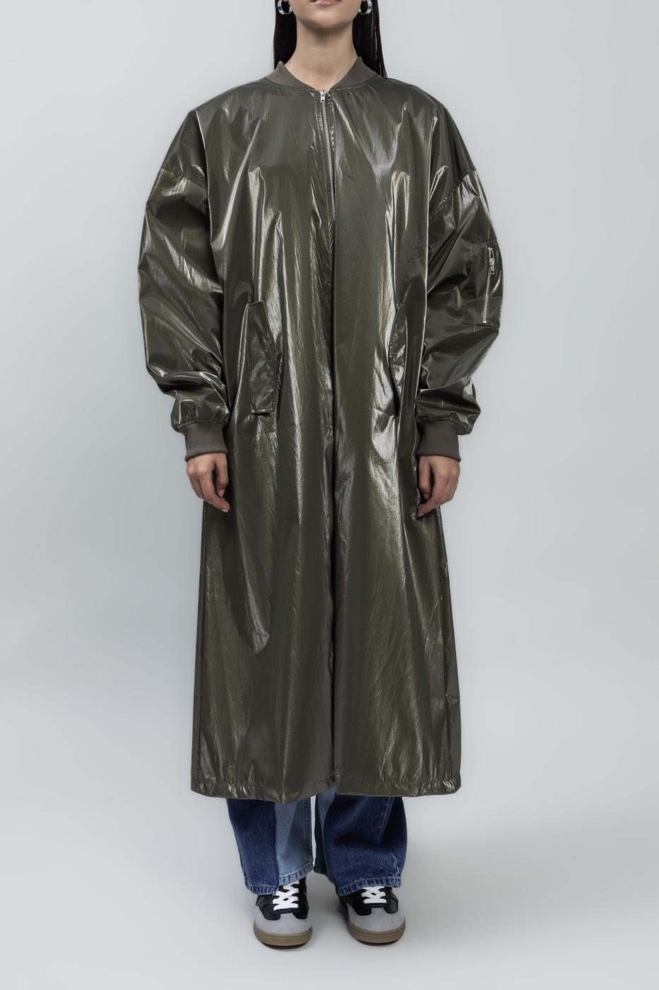 Bayan Haki Oversize Uzun Rugan Trençkot