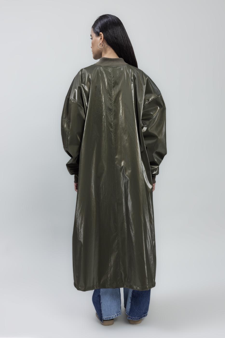 Bayan Haki Oversize Uzun Rugan Trençkot