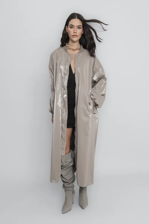 Bayan Vizon Oversize Uzun Rugan Trençkot - BSL