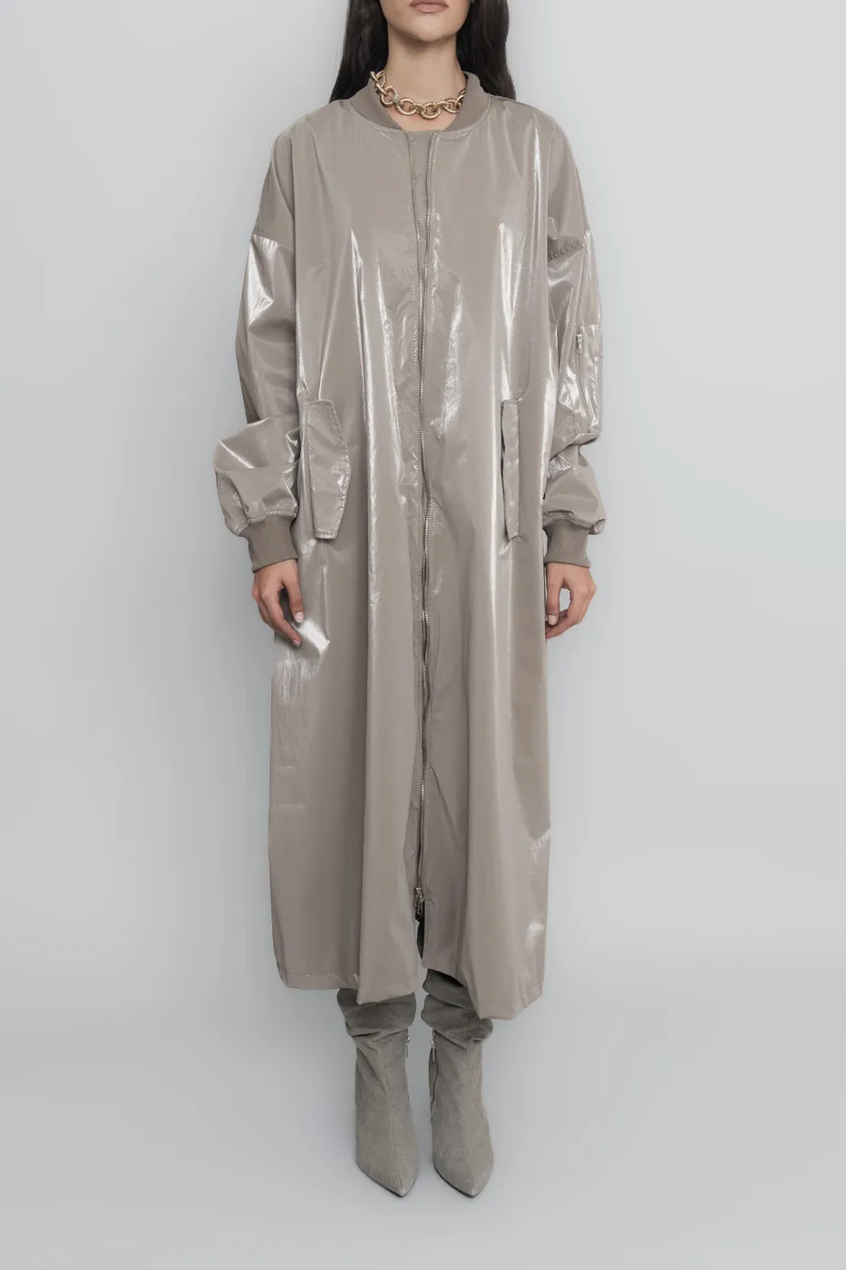 Bayan Vizon Oversize Uzun Rugan Trençkot