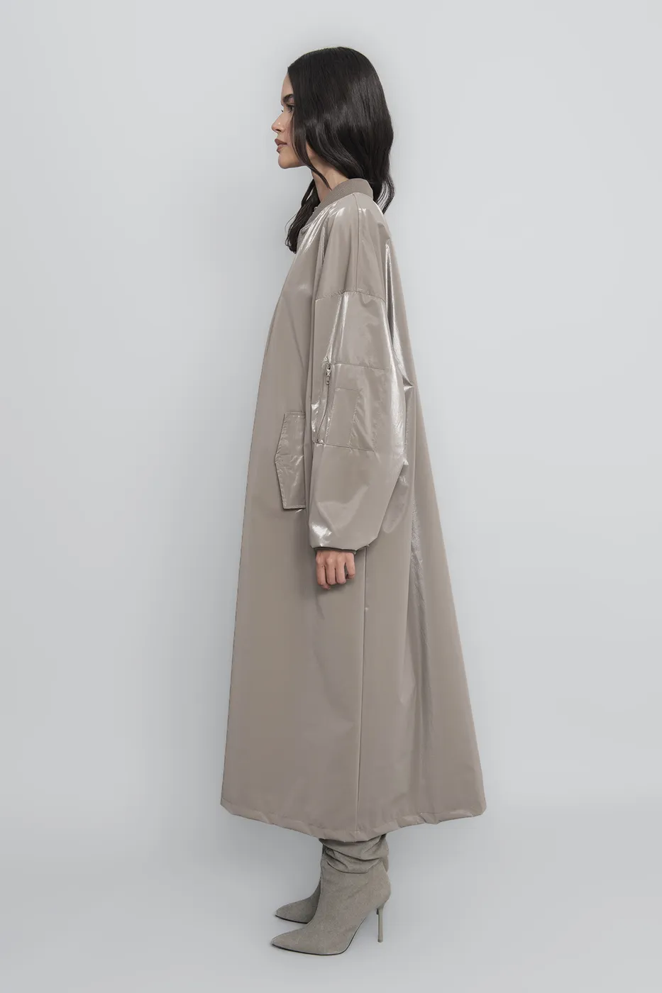 Bayan Vizon Oversize Uzun Rugan Trençkot