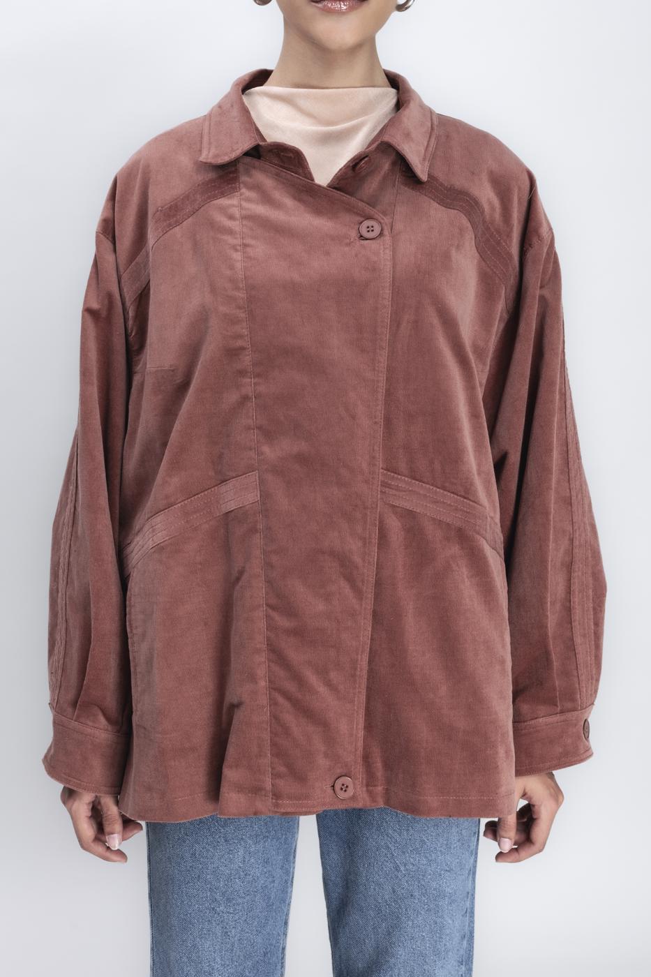 Bayan Taba Vintage Süet Görünümlü Mont